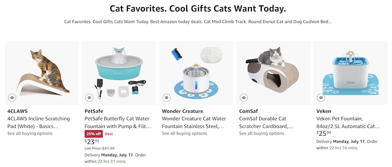 Cat Favorite Cool Gifts Cats Want Today on Amazon list